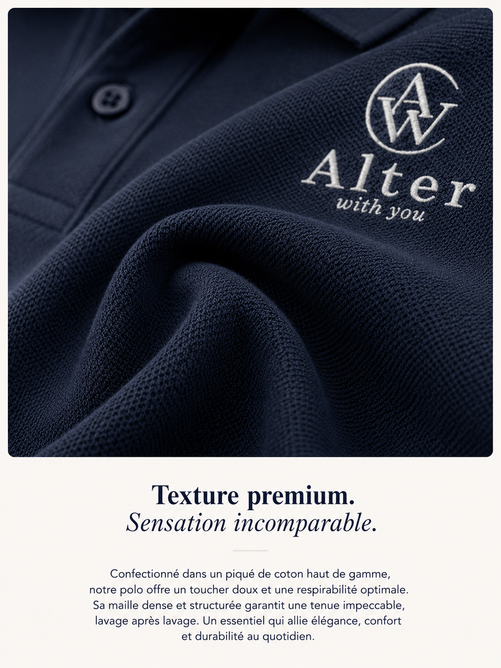 — AWY Polo · Navy · Brodé