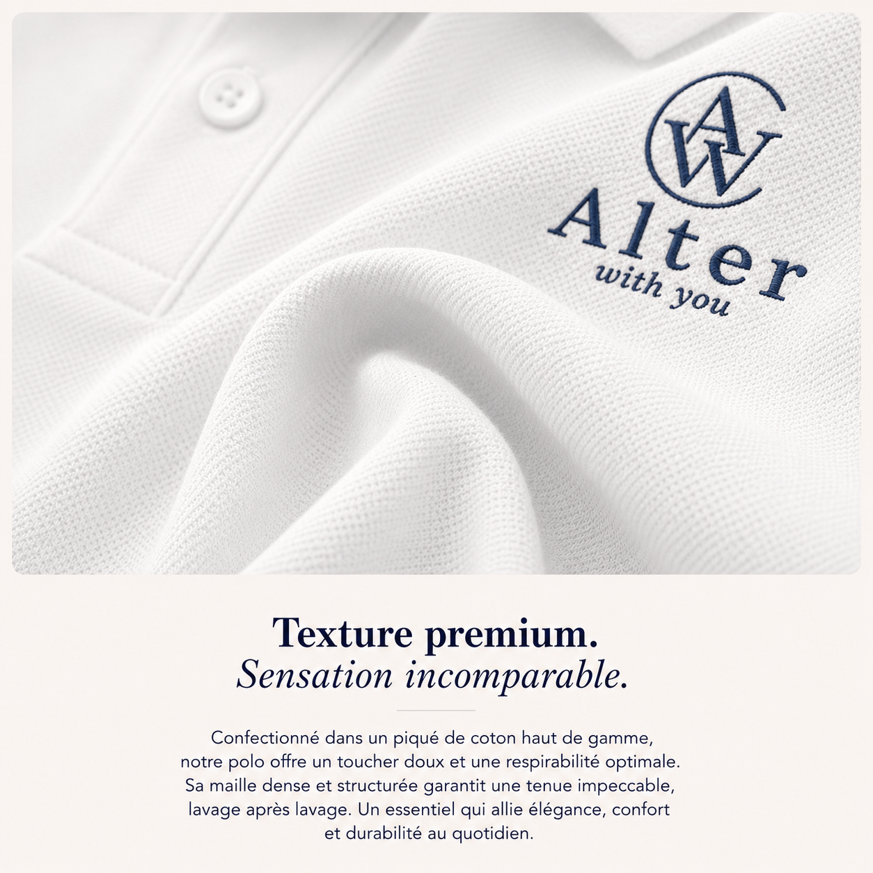 — AWY Polo · White · Brodé