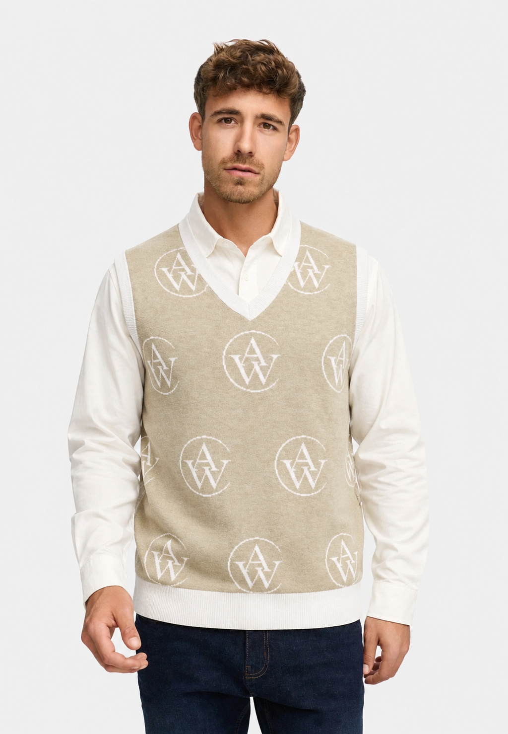 — AWY Monogram Vest · Sable · Jacquard