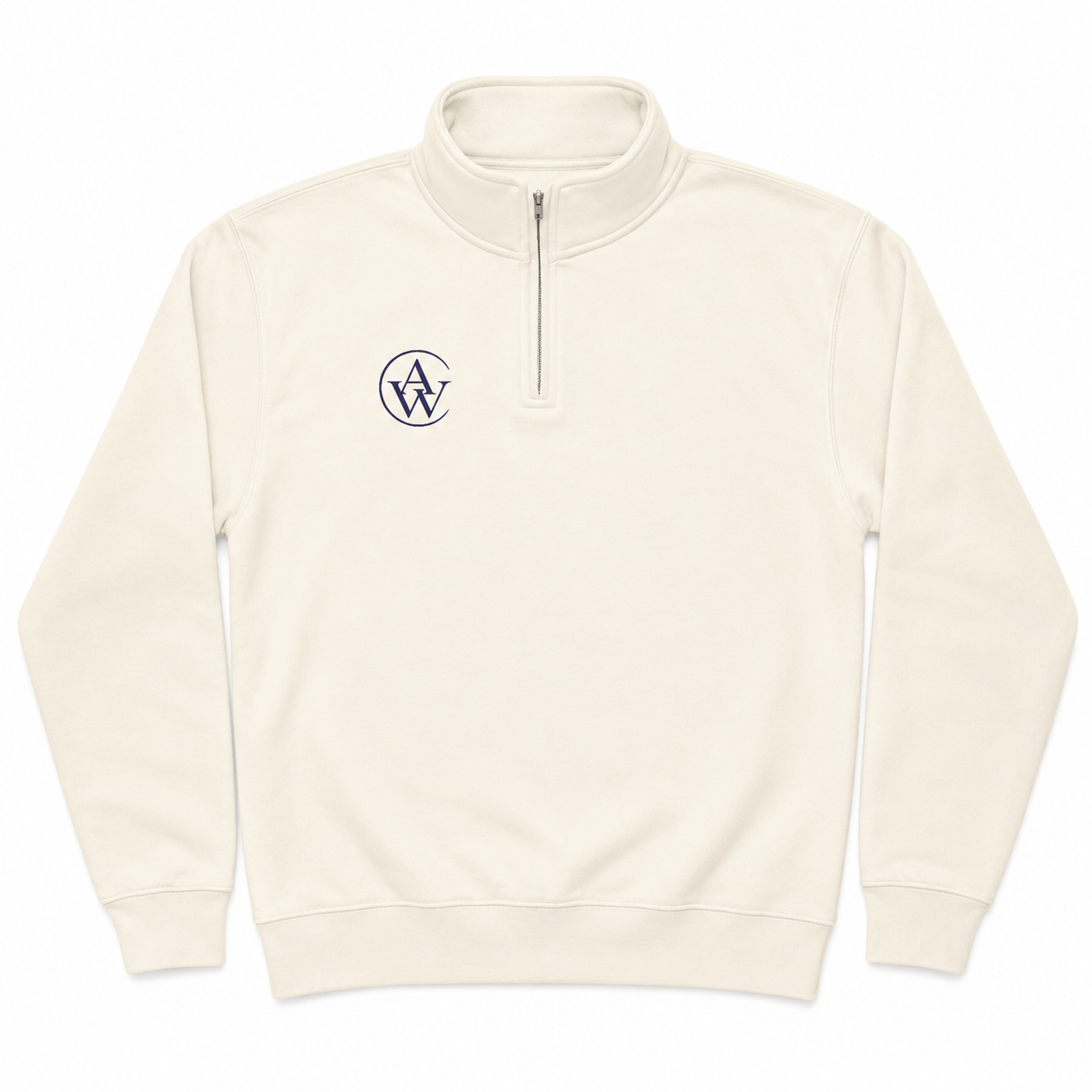 — AWY Quarter-Zip · Cream · Brodé